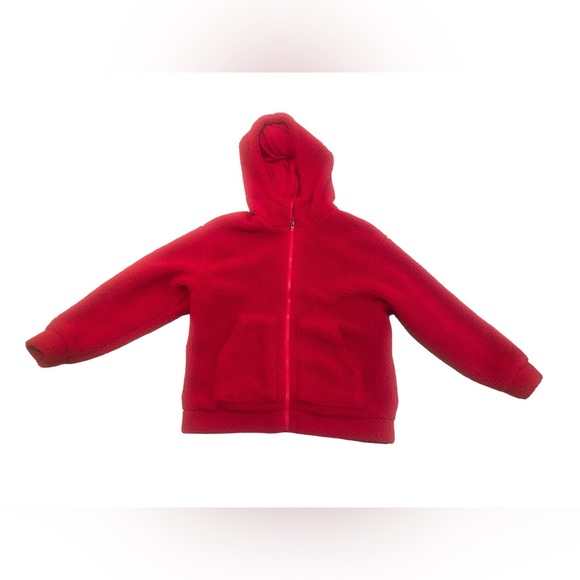 Women M Fabletics Lotta Full Zip Hoodie Sherpa Teddy Fleece Red Jacket Coat - Picture 7 of 10